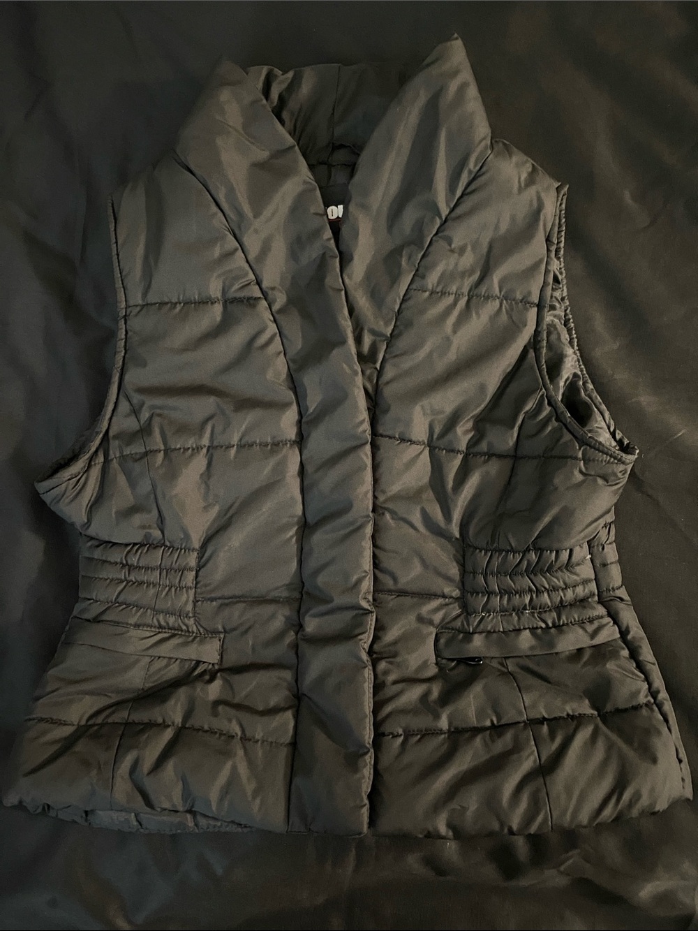 Jou Jou Black Quilted Petite Puffer Vest with White Logo (small)